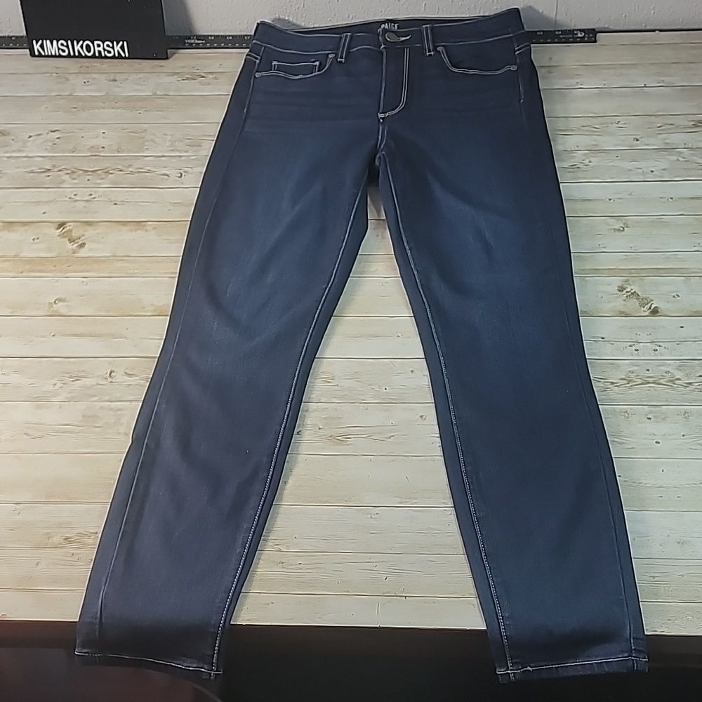 PAIGE Womens HOXTON ANKLE High-Rise Skinny Charing Dark Blue Jeans 28